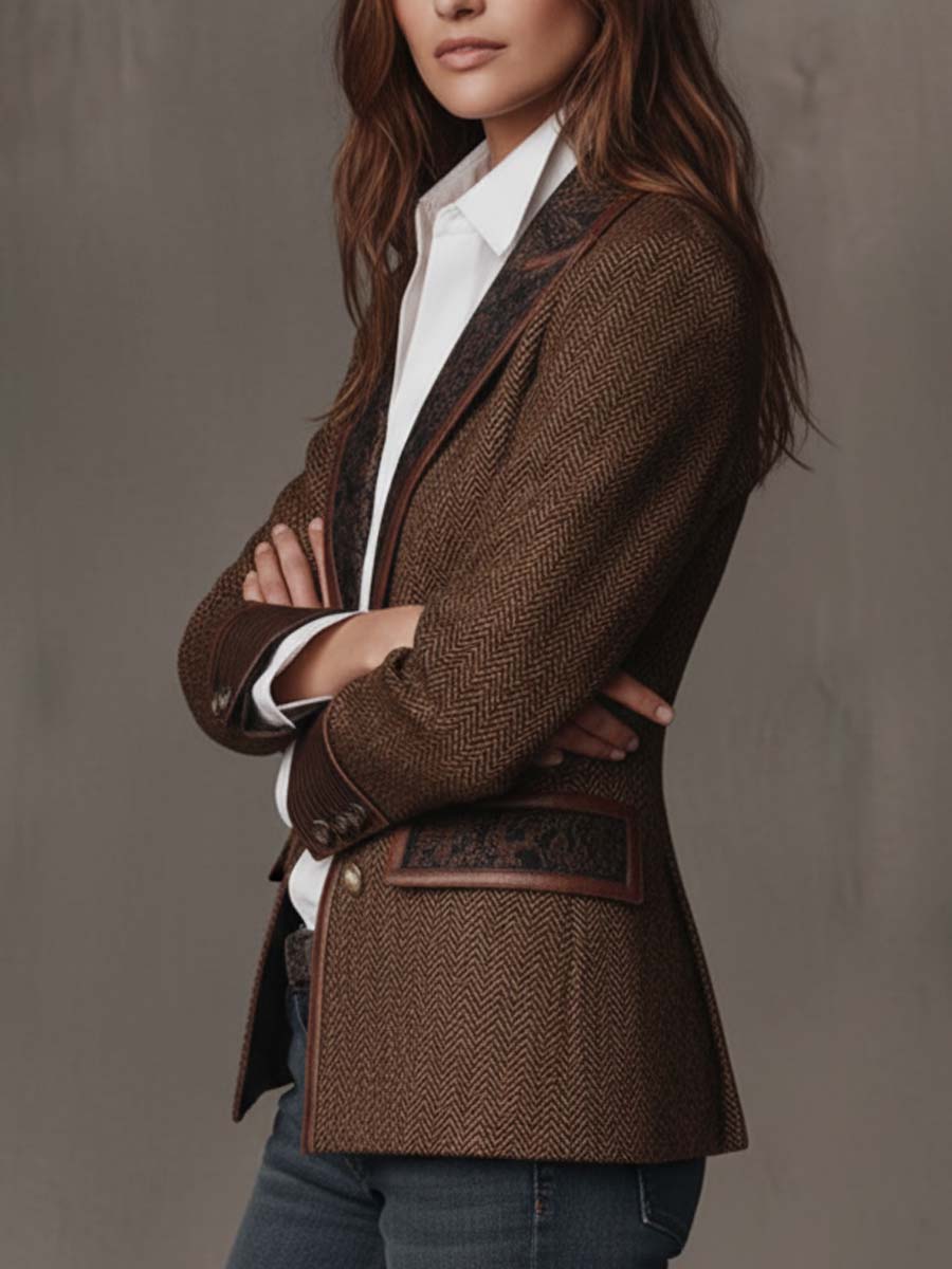 Gisèle | Blazer med Trykte Chevron-detaljer