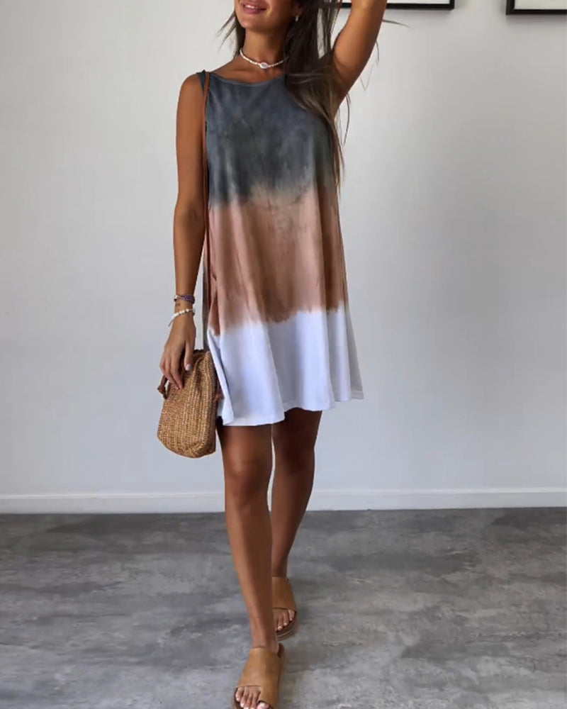Josie - Gradient Tie Dye Print Mini Kjole