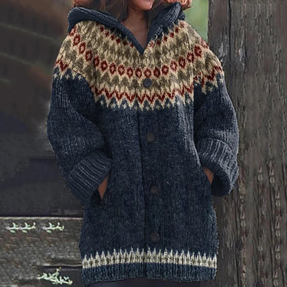 Boukje | Varm Strikket Vest med Hette