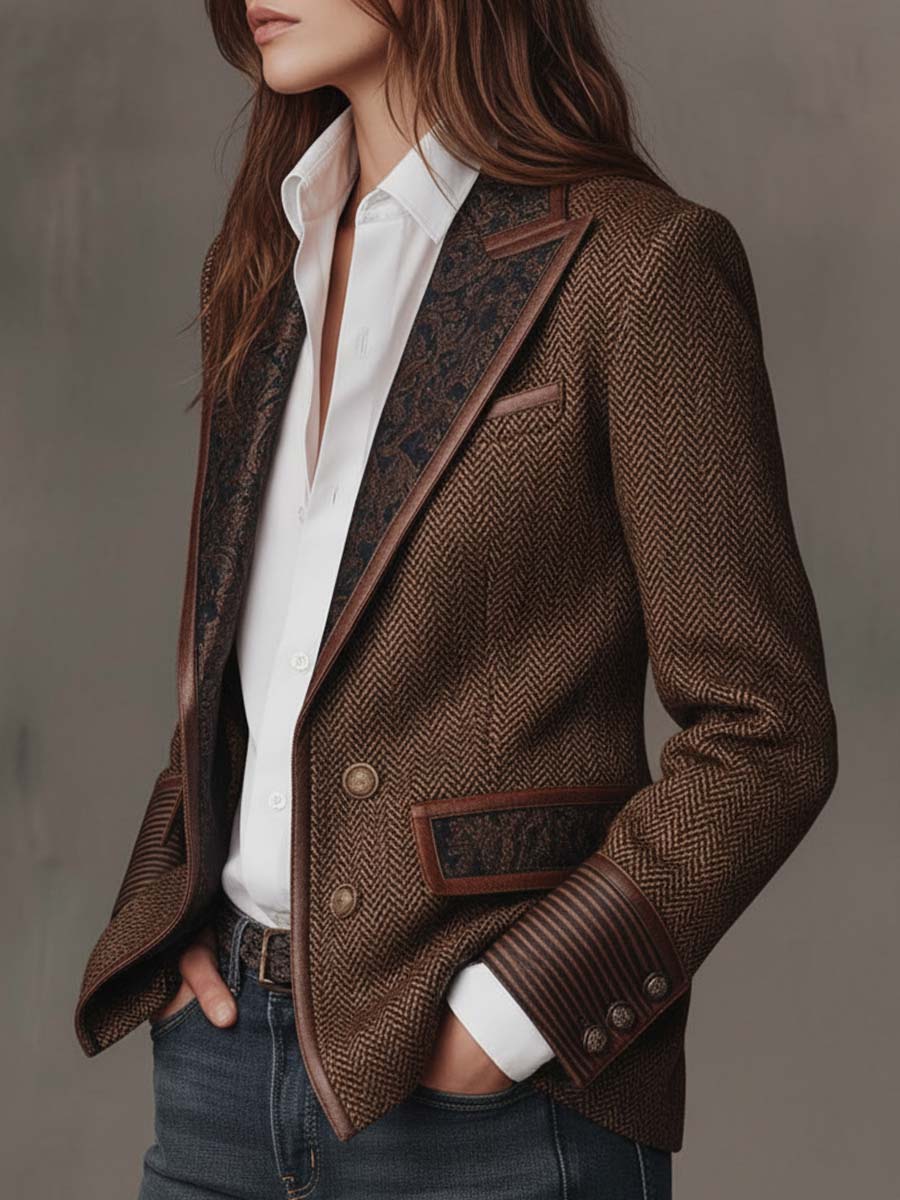 Gisèle | Blazer med Trykte Chevron-detaljer