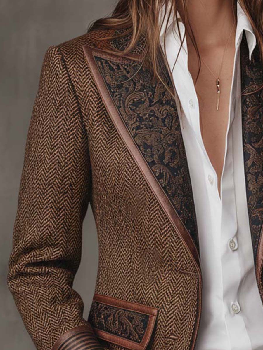 Gisèle | Blazer med Trykte Chevron-detaljer