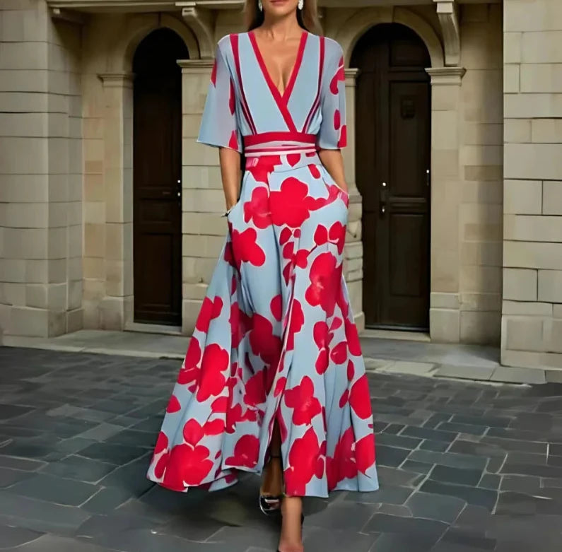 Lianne - Elegant Blomsterkjole med Portefølje
