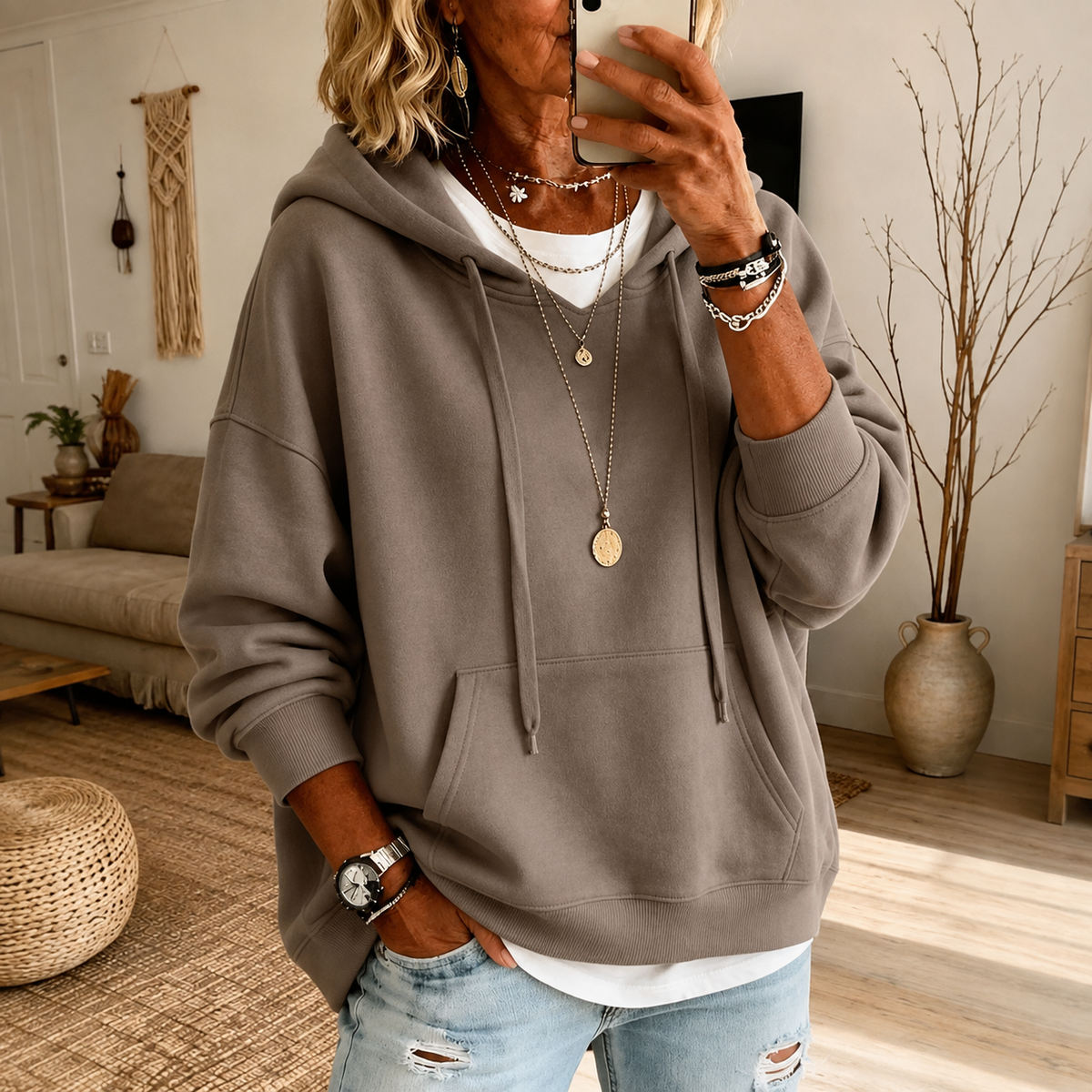 Élodie | Oversized hettegenser med kengurulomme