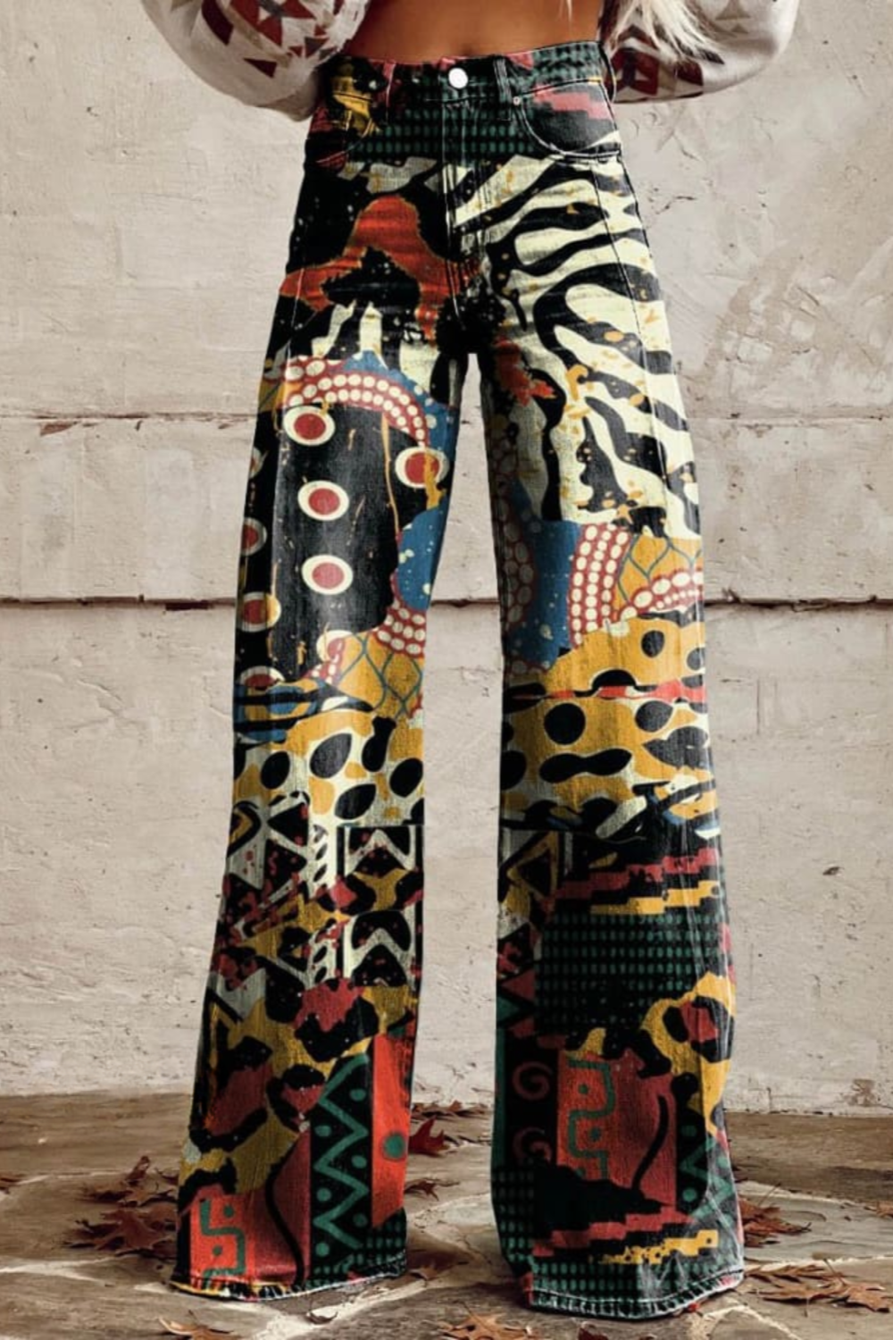 Randolph - Elegante Vintage Bukser med Vid Bein i Boho Stil