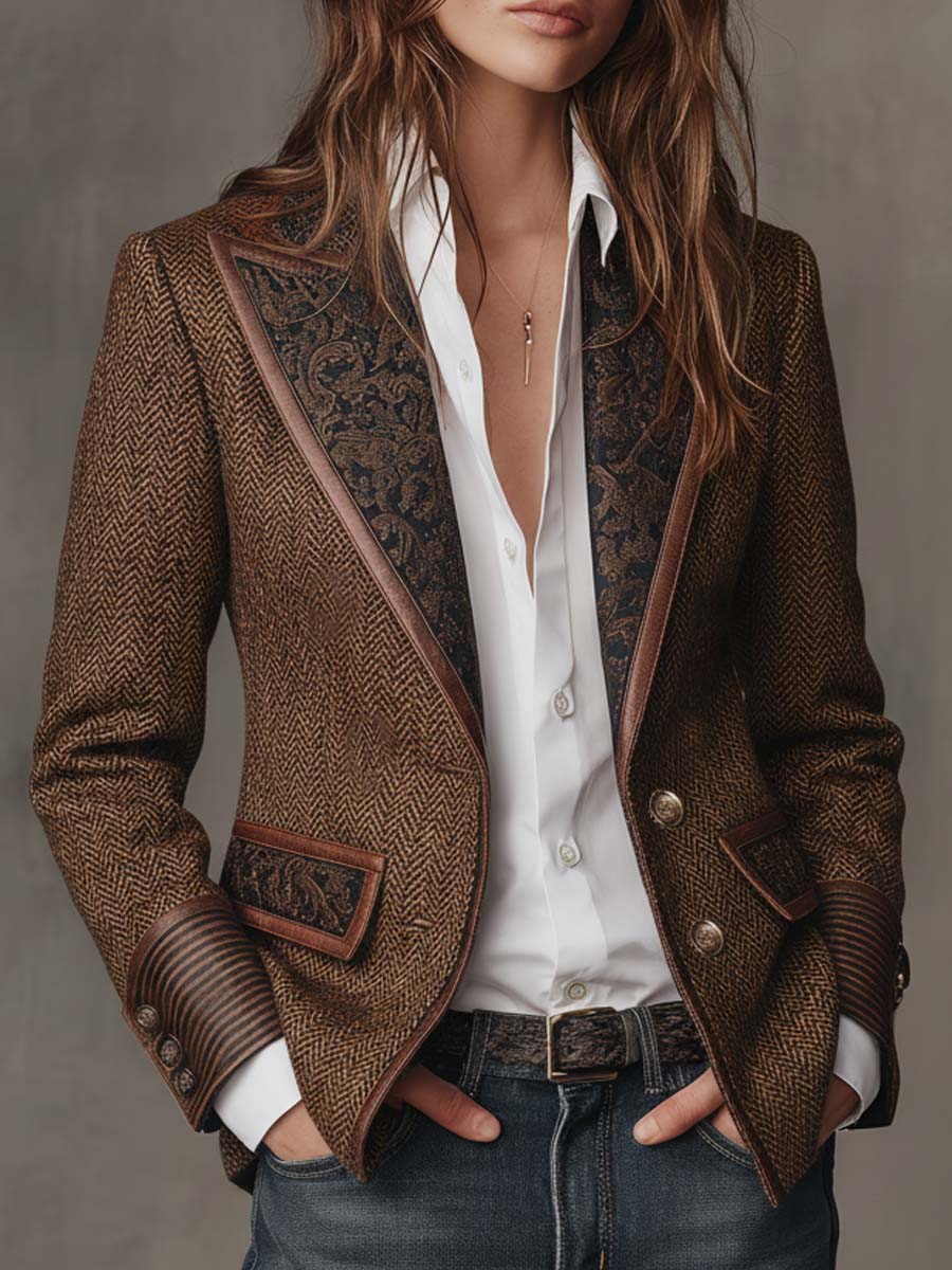 Gisèle | Blazer med Trykte Chevron-detaljer