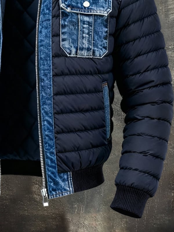 Upamecano - Vintage utendørsjakke i denim patchwork