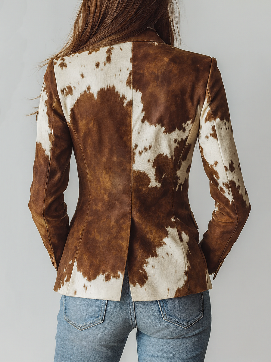 Agathe | Vintage Blazer Trykt Koe Øko-Vennlig