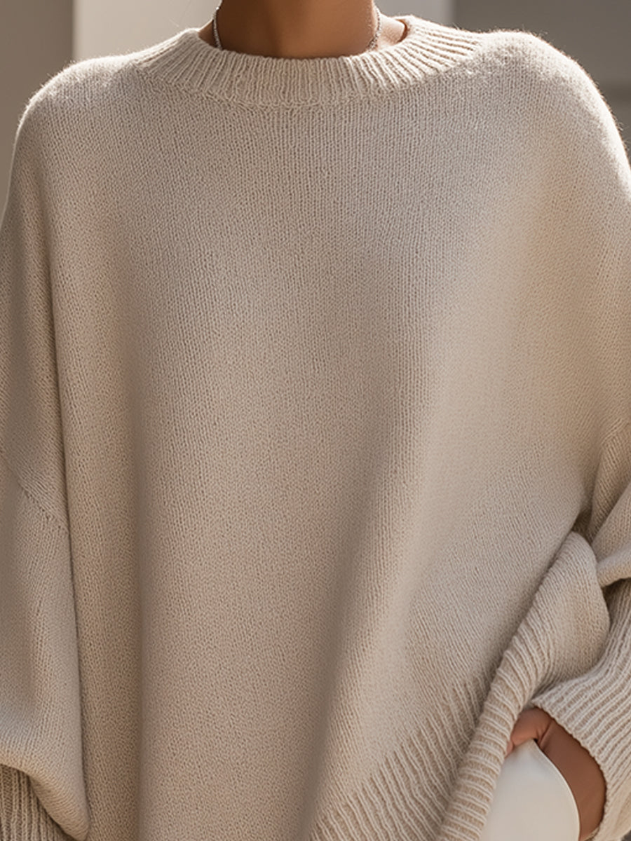 Liv Oversized Strikket Poncho-Genser