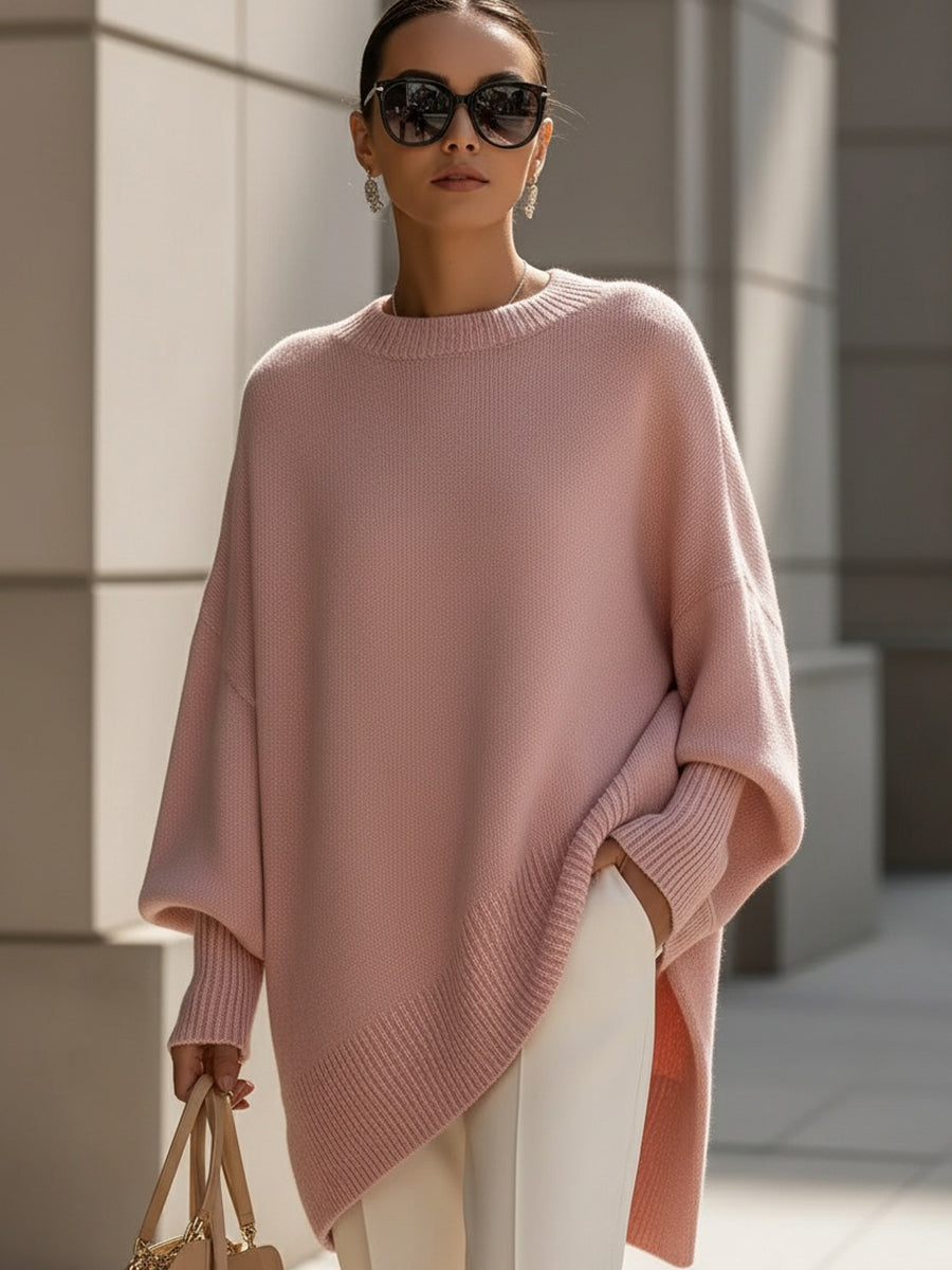 Liv Oversized Strikket Poncho-Genser