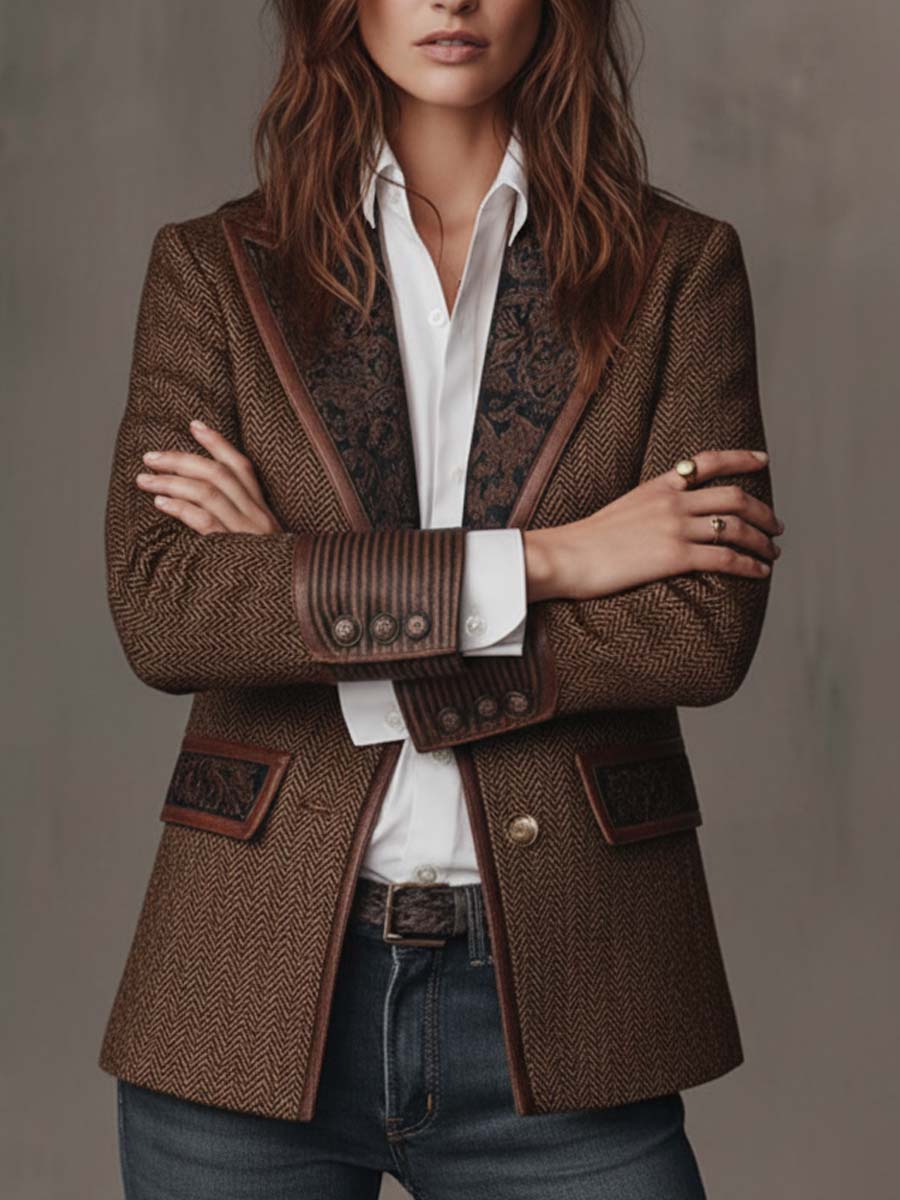 Gisèle | Blazer med Trykte Chevron-detaljer