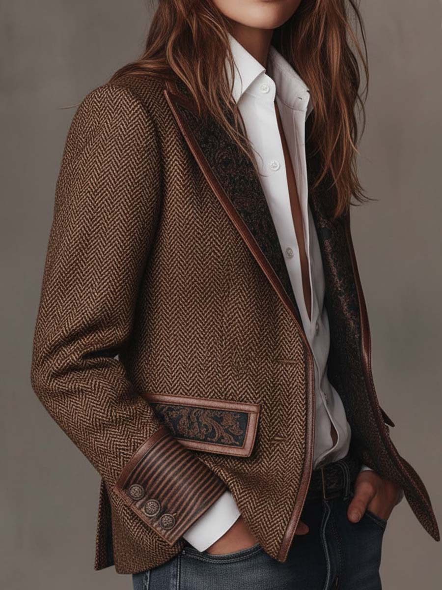 Gisèle | Blazer med Trykte Chevron-detaljer