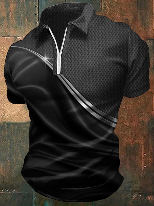 Polo Casual Herre med Glidelås og Gradient Grafikk