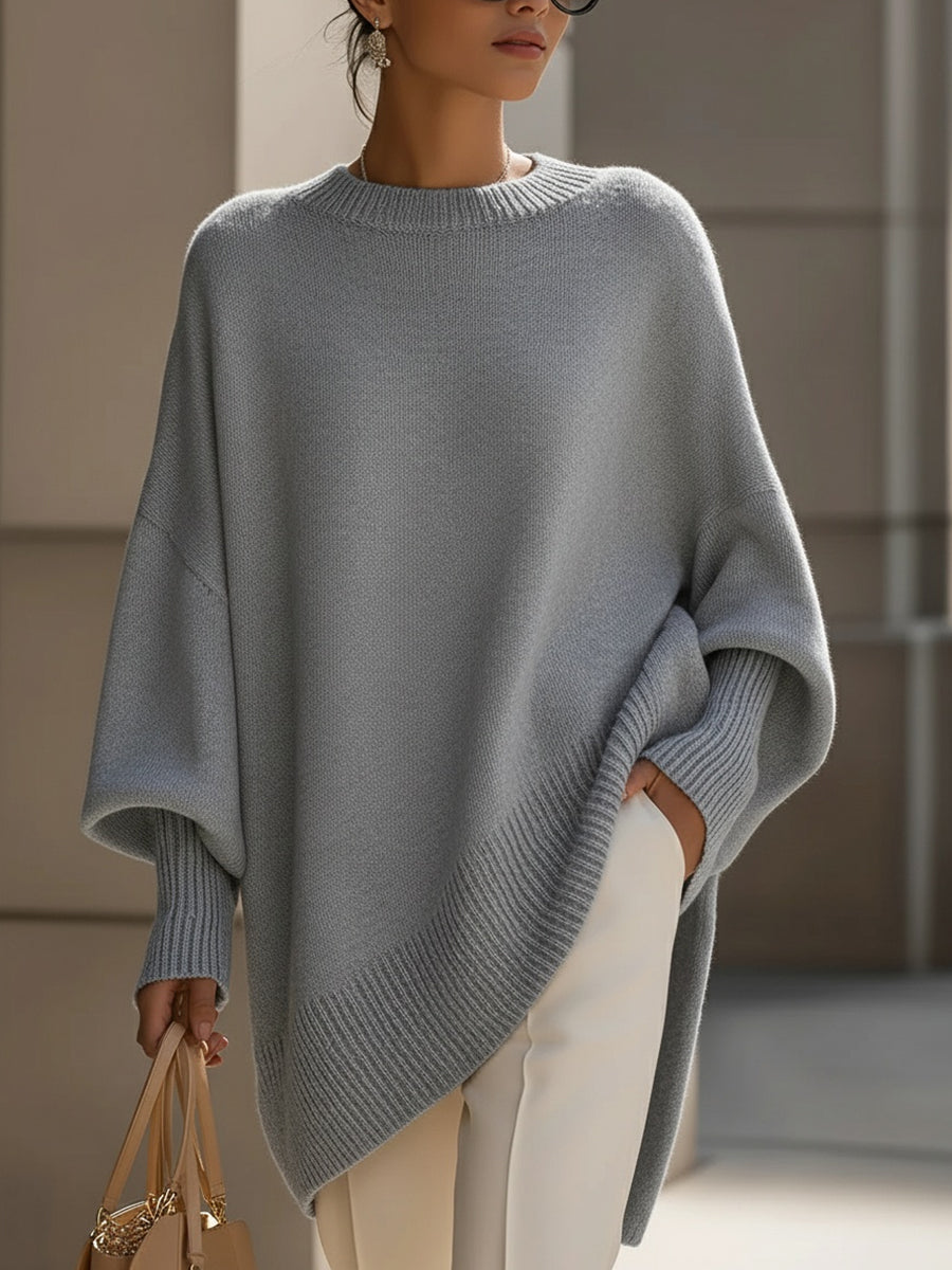 Liv Oversized Strikket Poncho-Genser