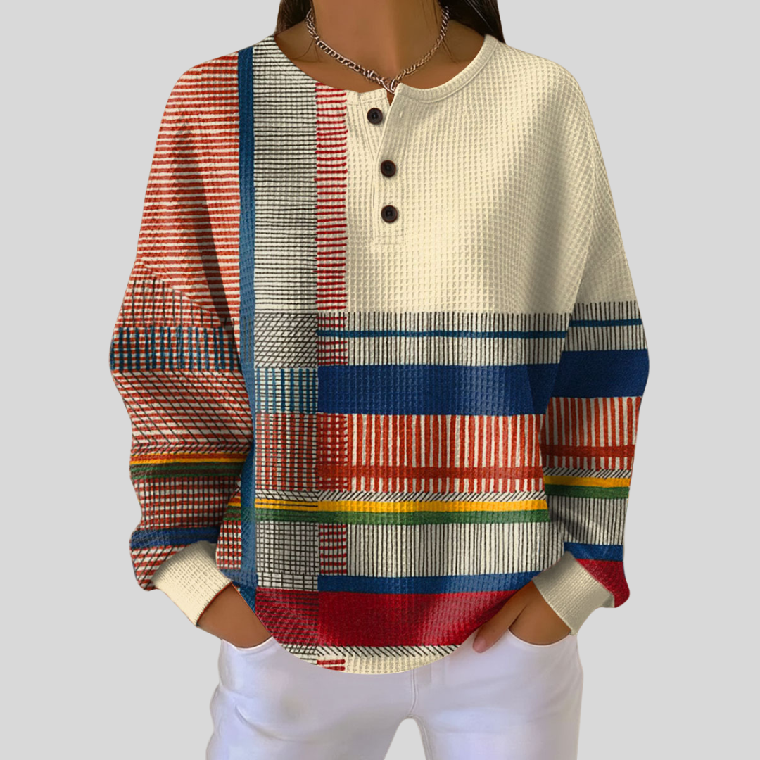 Gonneke | Fargerik Henley-top