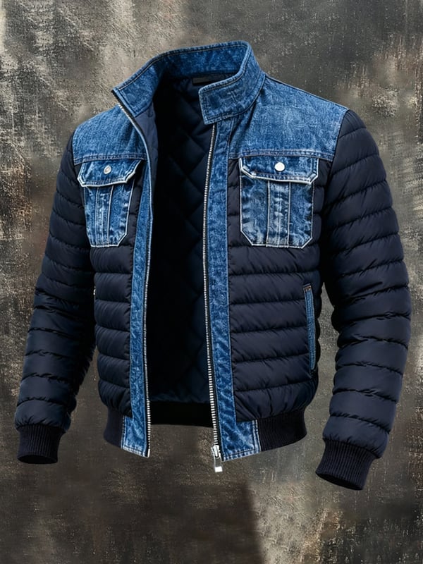 Upamecano - Vintage utendørsjakke i denim patchwork