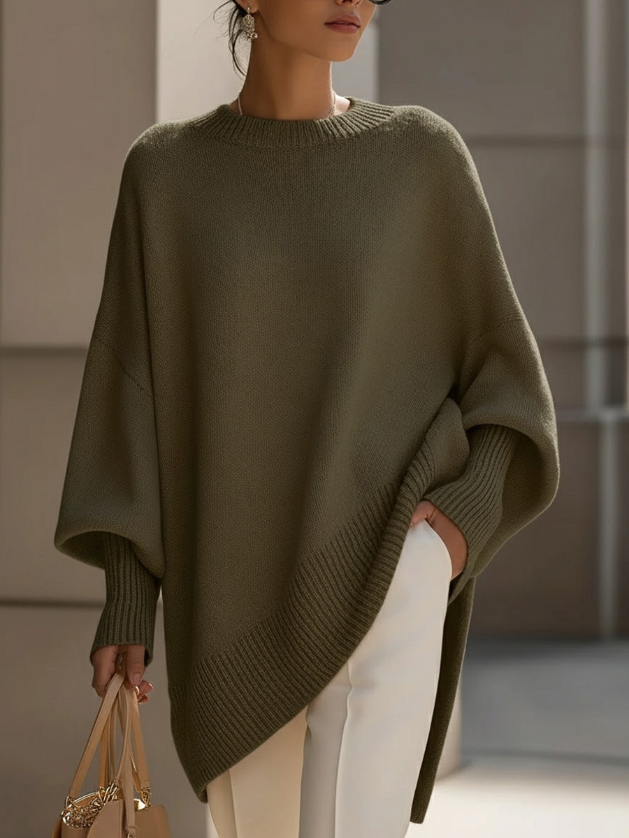 Liv Oversized Strikket Poncho-Genser