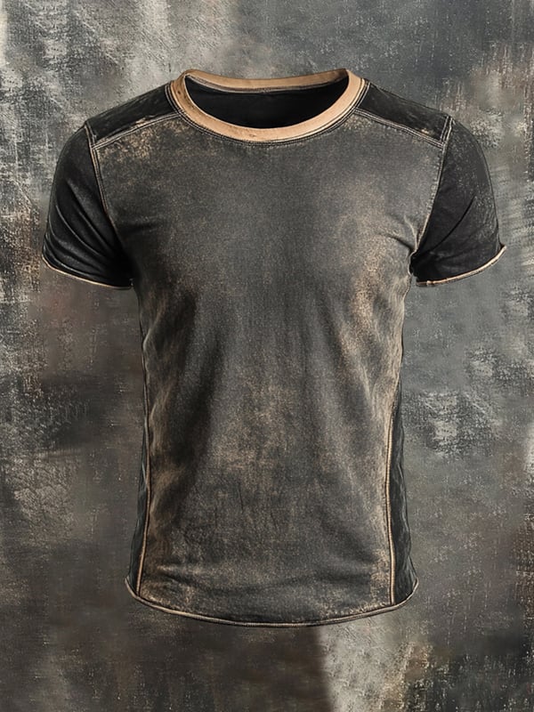 Top Henley med fargeblokk design for menn
