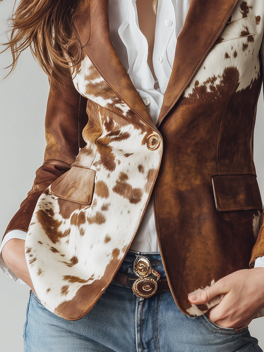 Agathe | Vintage Blazer Trykt Koe Øko-Vennlig