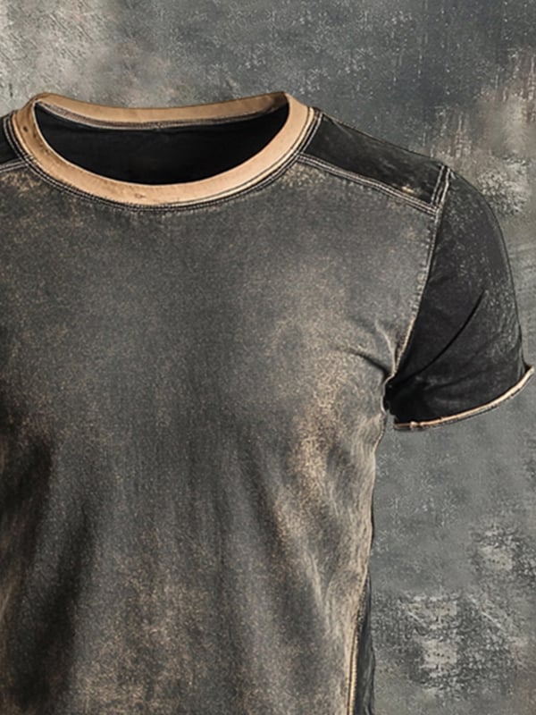 Top Henley med fargeblokk design for menn