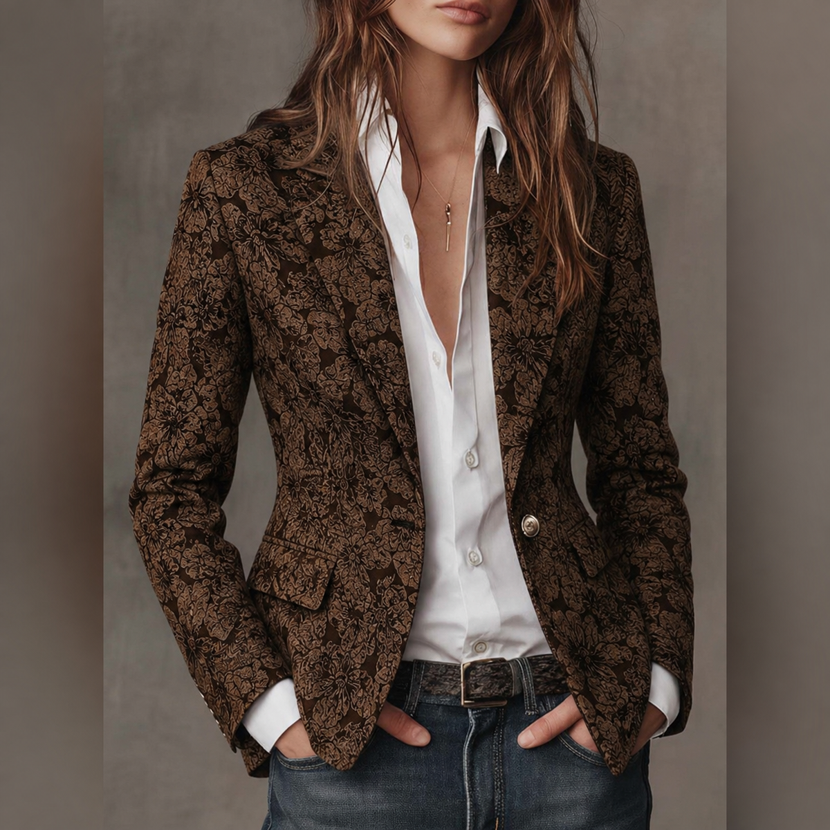 Estelle | Blazer Jacquard Kasjmir Tett