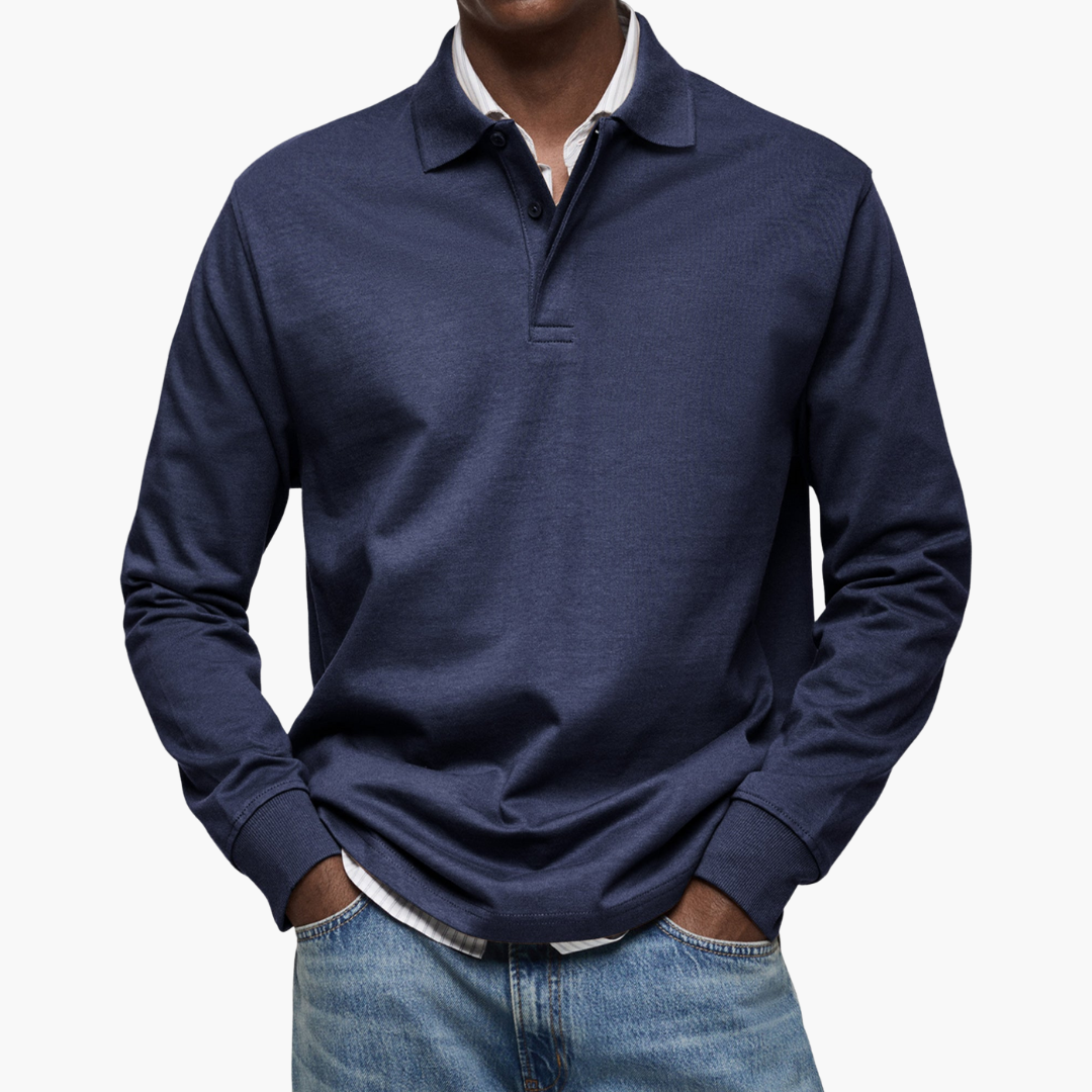 herre langermet casual polo skjorte