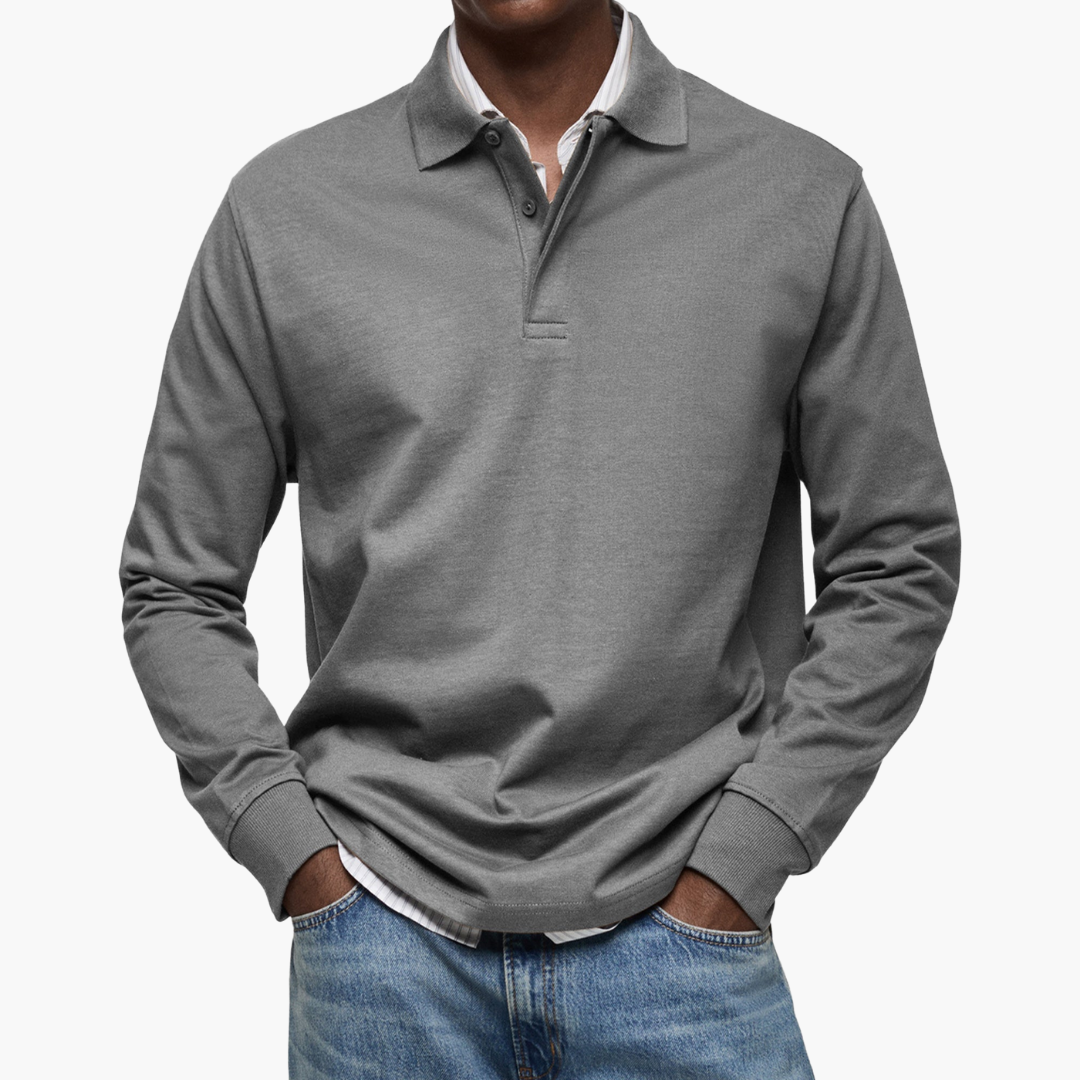 herre langermet casual polo skjorte