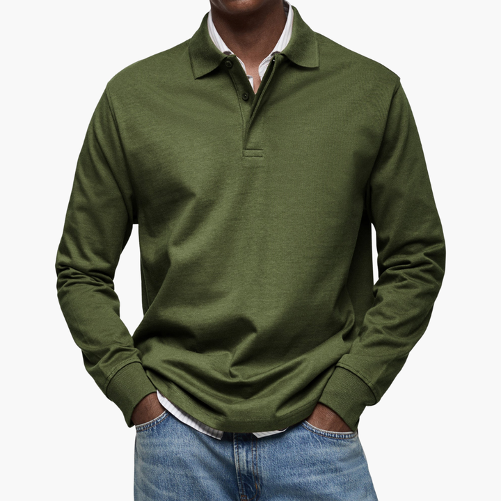 herre langermet casual polo skjorte
