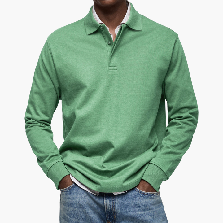 herre langermet casual polo skjorte