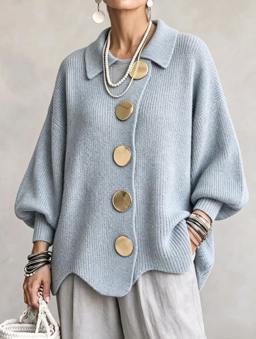 Victoire | Oversized cardigan med store gullknapper