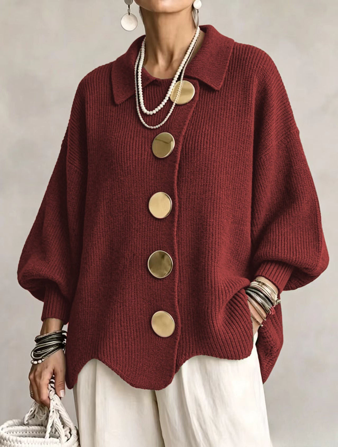 Victoire | Oversized cardigan med store gullknapper