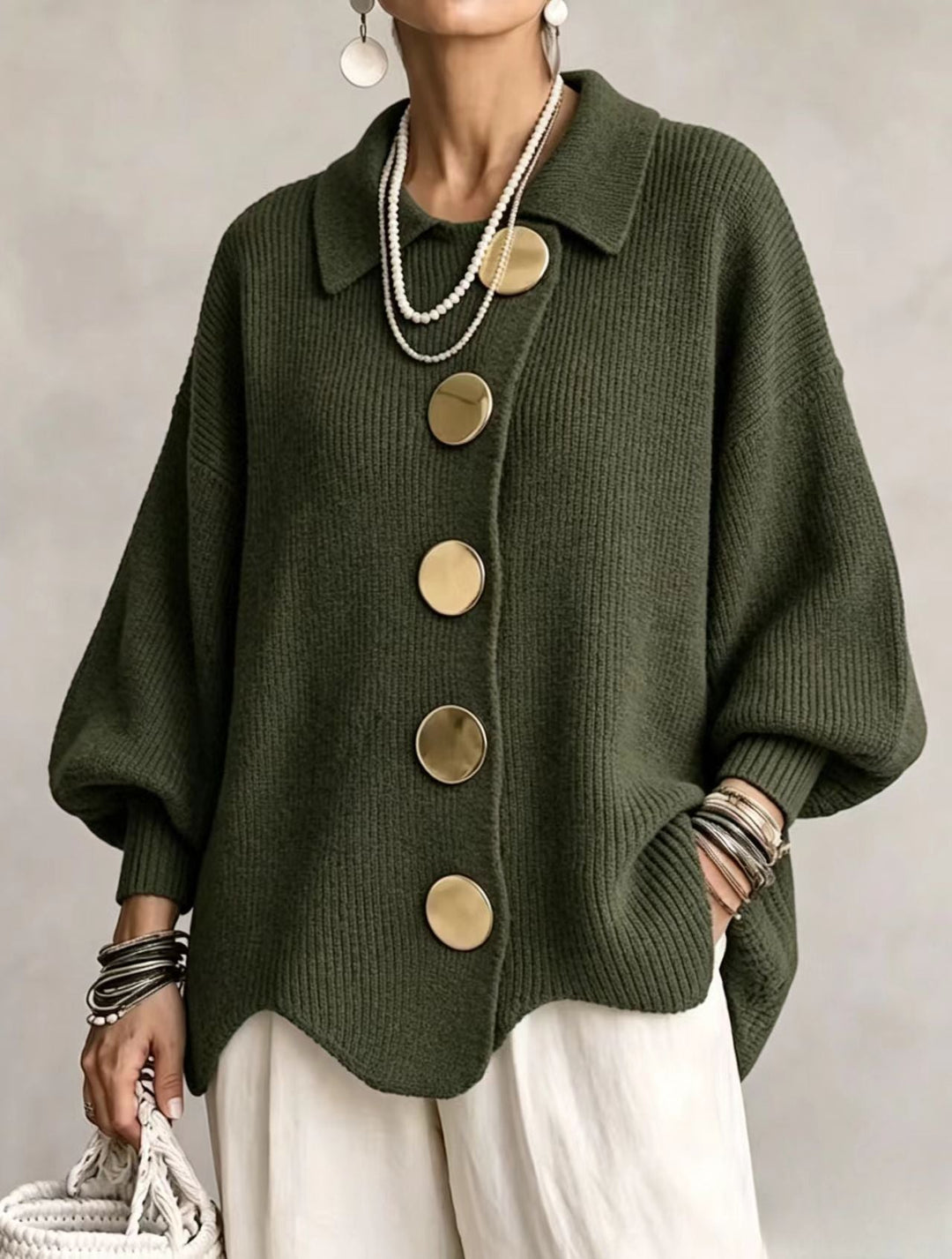Victoire | Oversized cardigan med store gullknapper