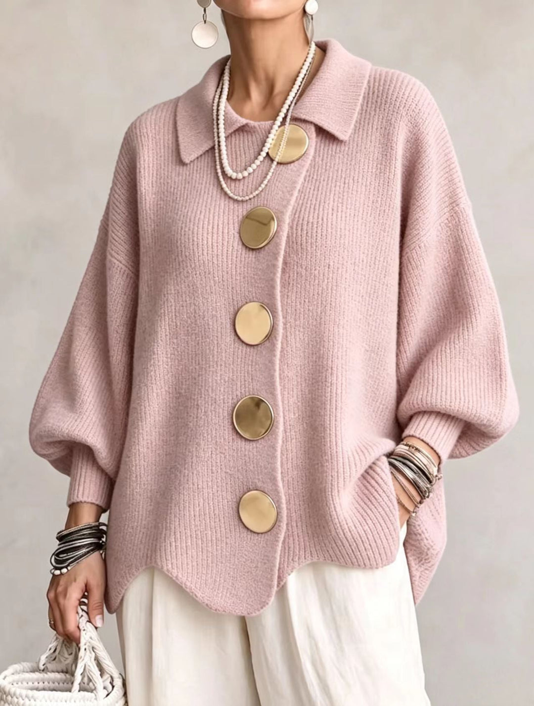 Victoire | Oversized cardigan med store gullknapper