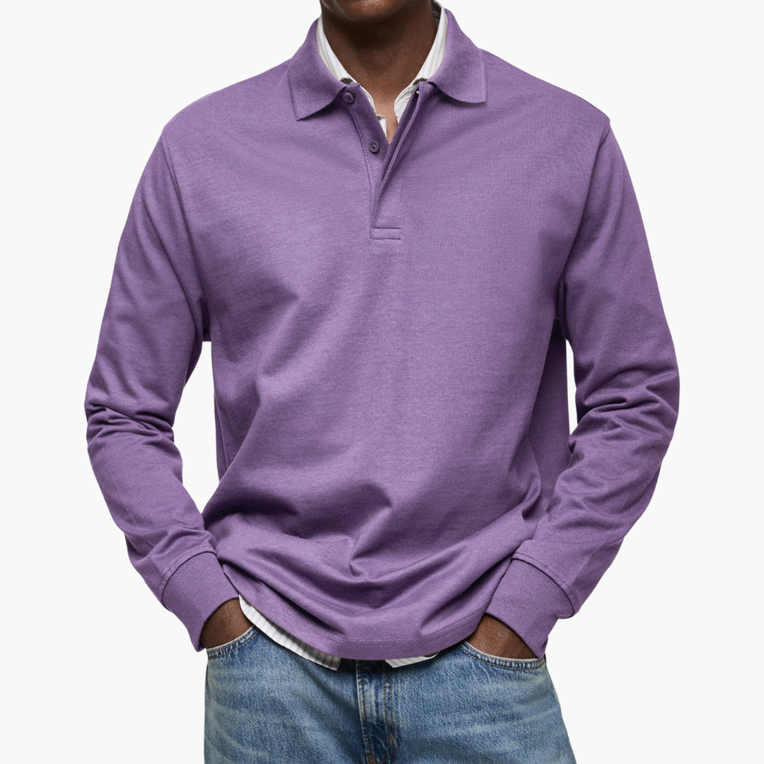 herre langermet casual polo skjorte