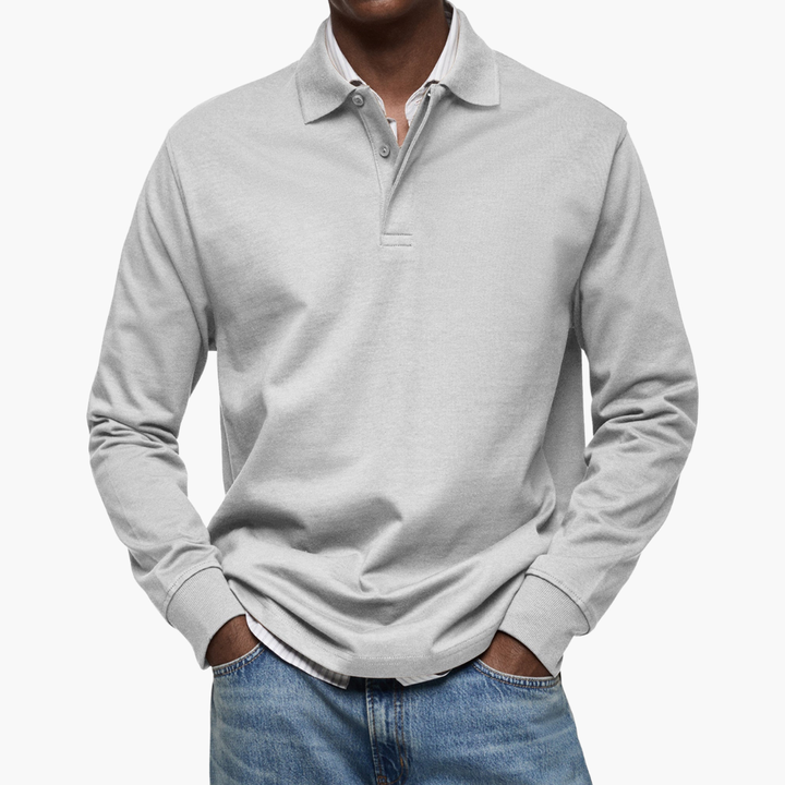 herre langermet casual polo skjorte