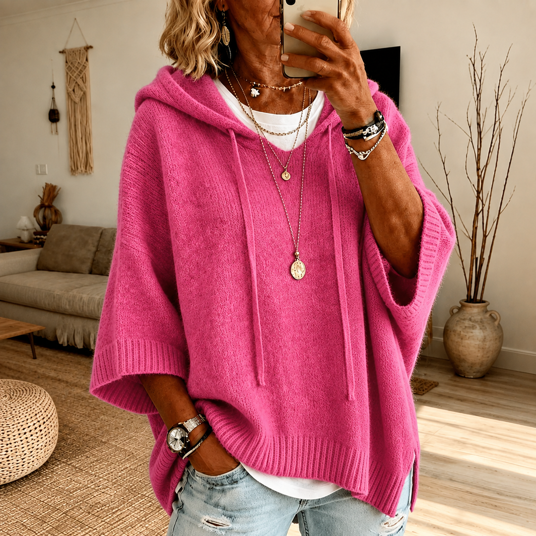 Chloé | Poncho-genser med hette i Rosa