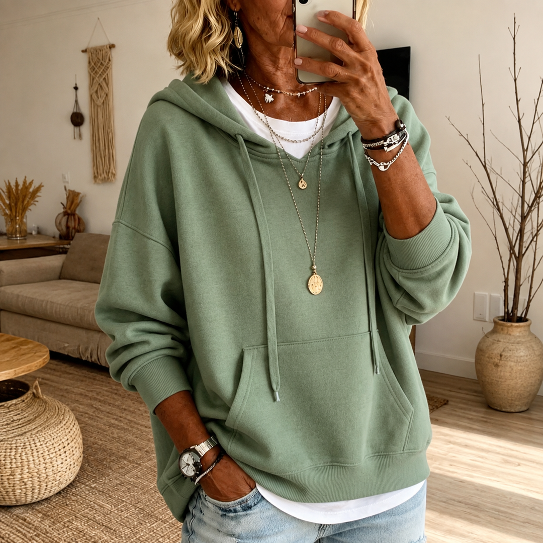 Amandine | Oversized hettegenser i salviegrønn