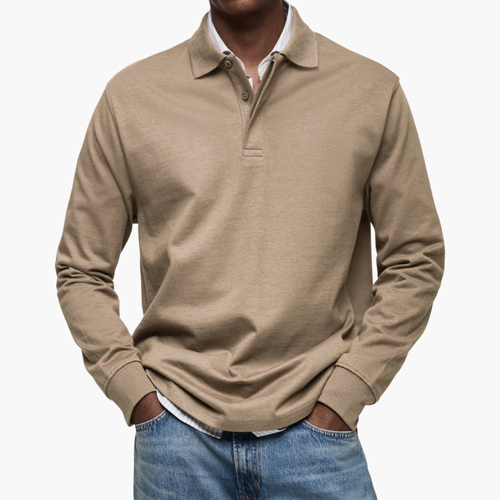 herre langermet casual polo skjorte