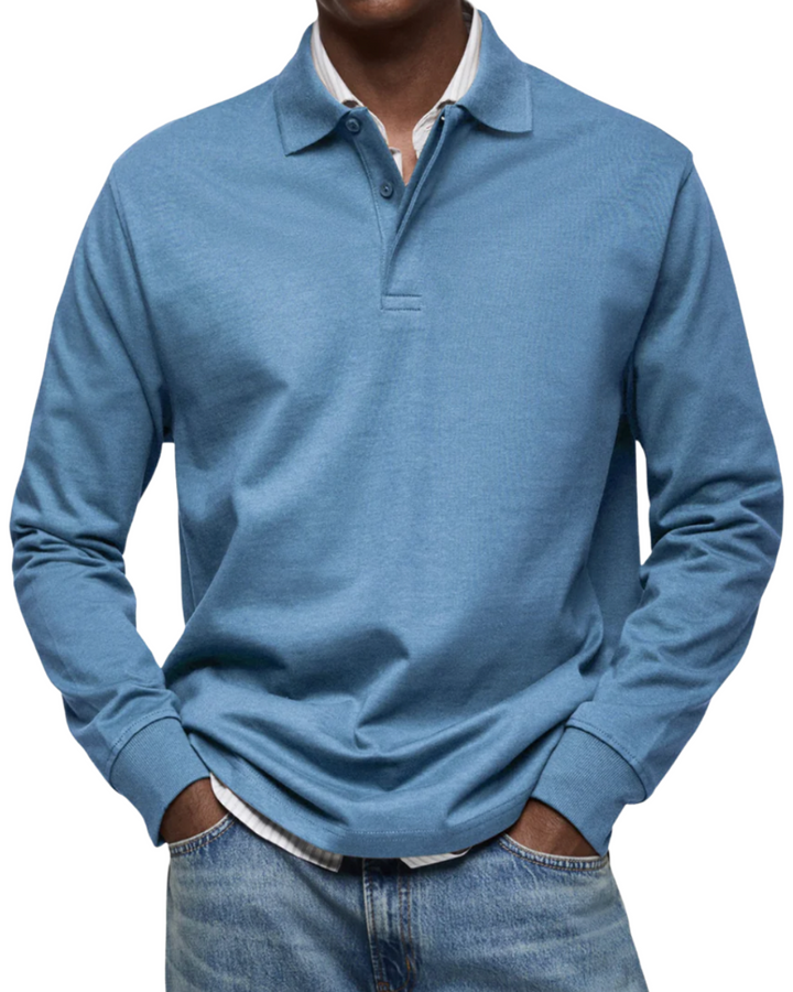 herre langermet casual polo skjorte