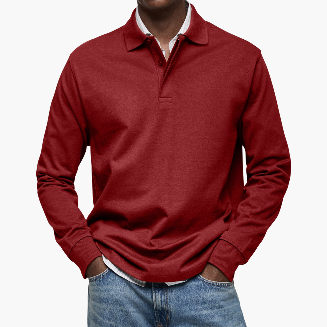 herre langermet casual polo skjorte