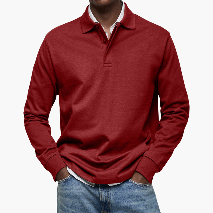 herre langermet casual polo skjorte