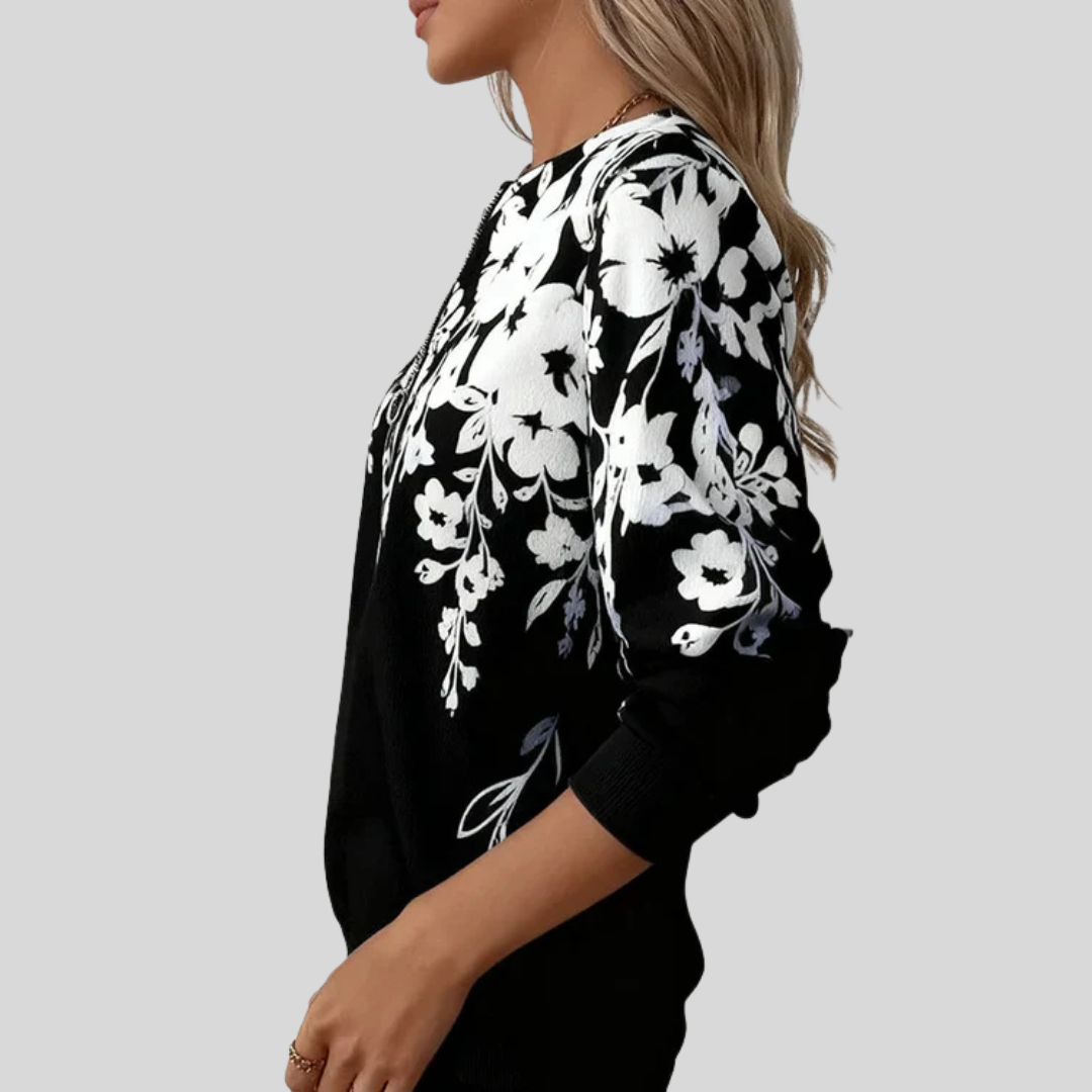 Marjolijn | Blomsterprint Top med Glidelås