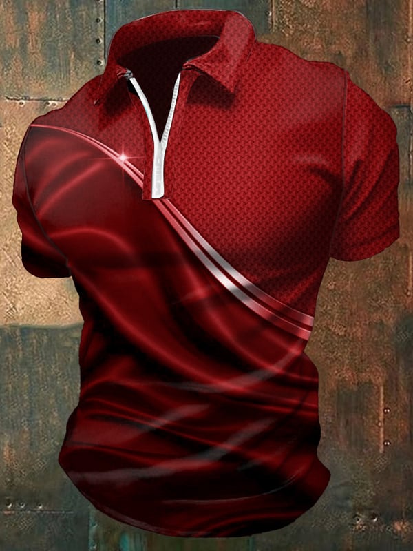 Polo Casual Herre med Glidelås og Gradient Grafikk
