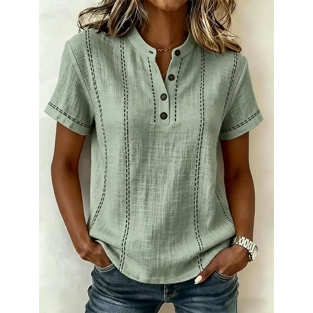 Corinna | Vintage Stripete Kortermet Bluse