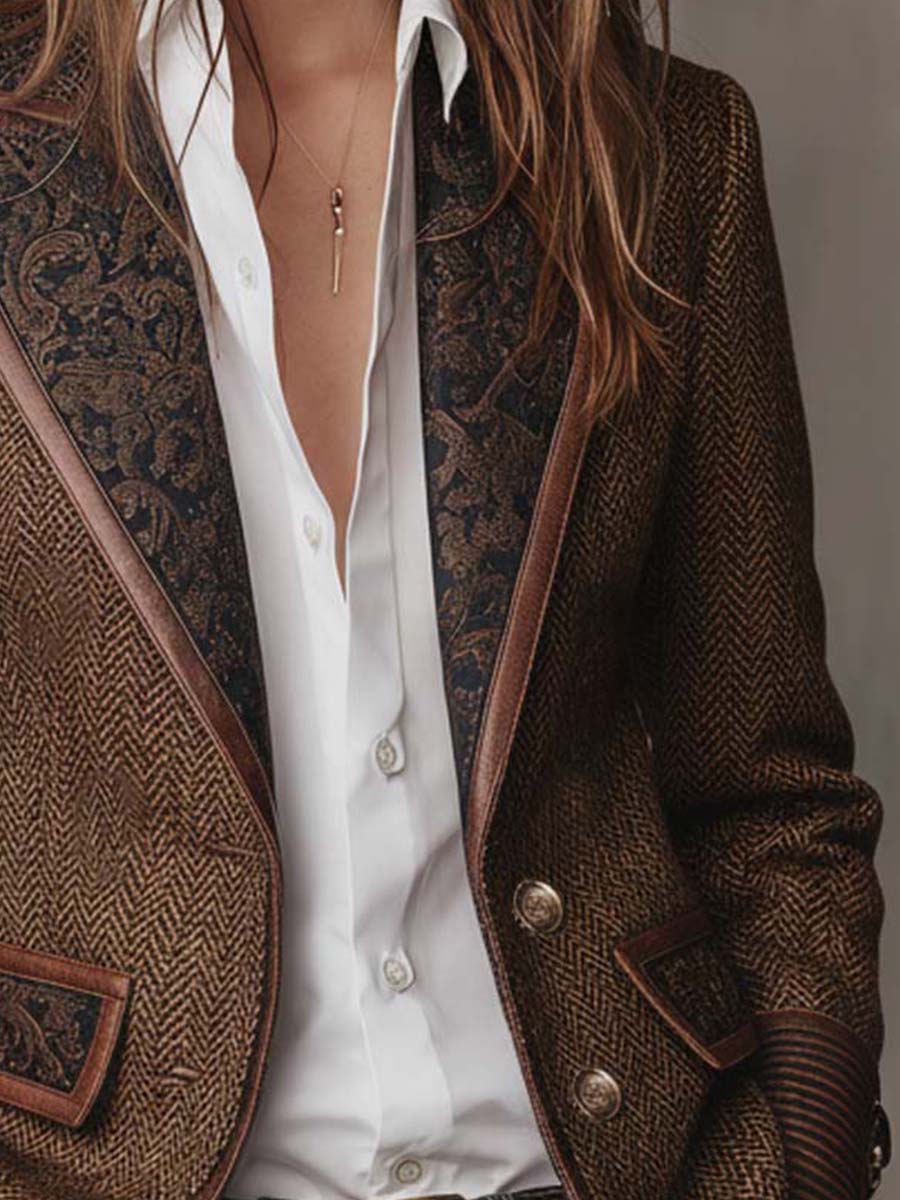 Gisèle | Blazer med Trykte Chevron-detaljer