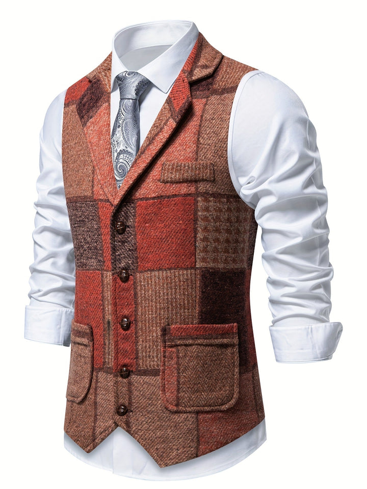 Trevor | Patchwork Vest med Herringbone Mønster