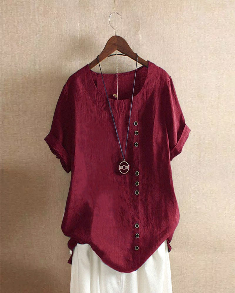 Olivia | Uanstrengt Knapp Detalj Sommer Bluse