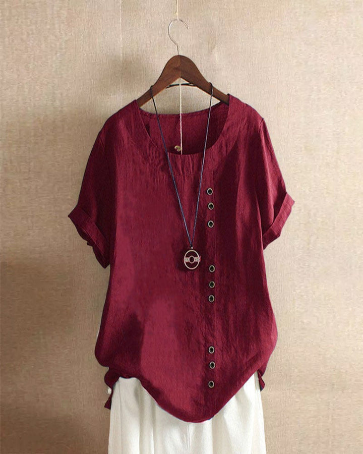 Olivia | Uanstrengt Knapp Detalj Sommer Bluse