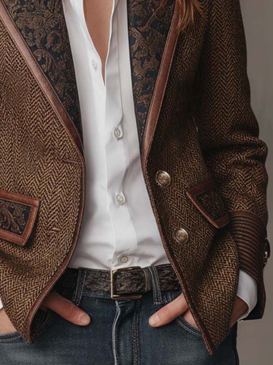 Gisèle | Blazer med Trykte Chevron-detaljer