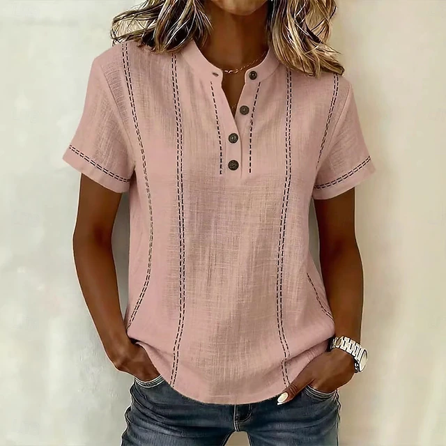 Corinna | Vintage Stripete Kortermet Bluse
