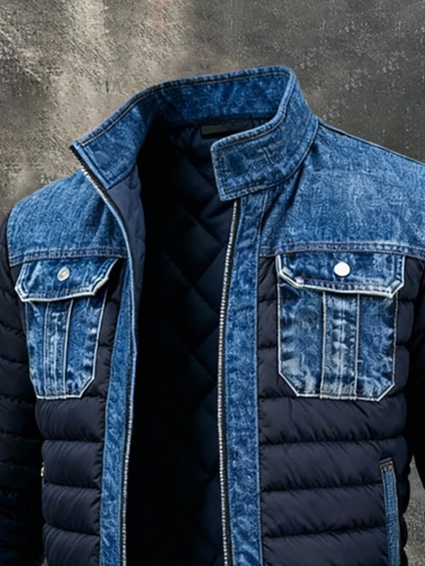 Upamecano - Vintage utendørsjakke i denim patchwork
